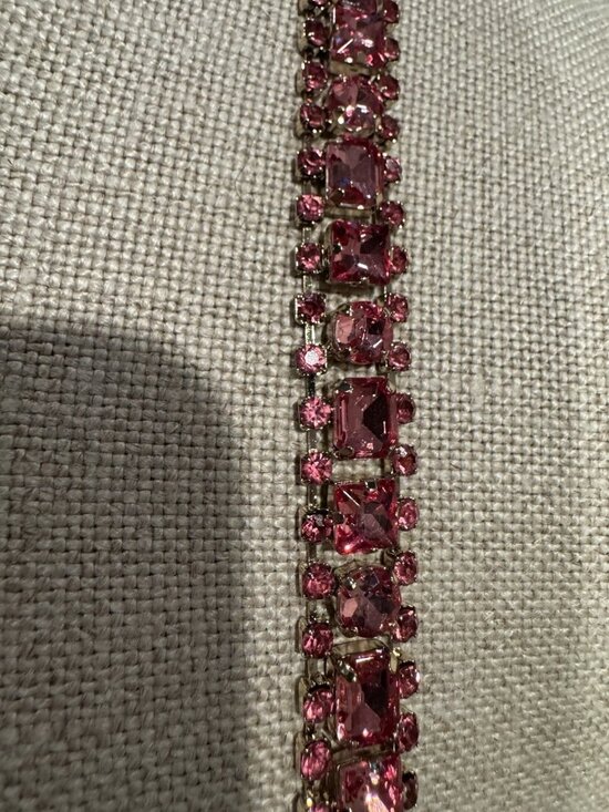 MAX MARA ITALY Thin Pink Crystal Satin Leather Belt M Medium 29-31\